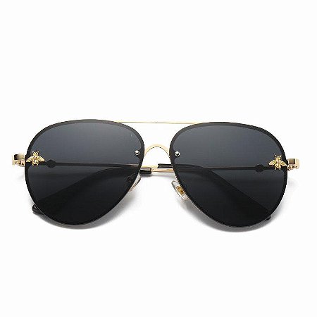 Óculos de Sol Unissex Gold Frame Bee Preto UV400