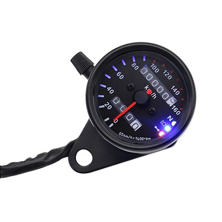 Velocímetro de Moto 12V Odômetro com Indicador de Sinal de Giro de Engrenagem Neutro