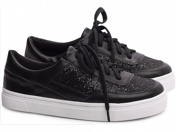 Tênis Feminino TORRICELLA Napa Preto Glitter Preto