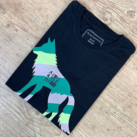Camiseta Masculina ACT Preto Estampa Raposa
