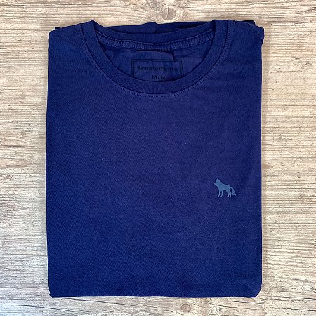 Camiseta Masculina ACT Azul Logo Lobo Cinza