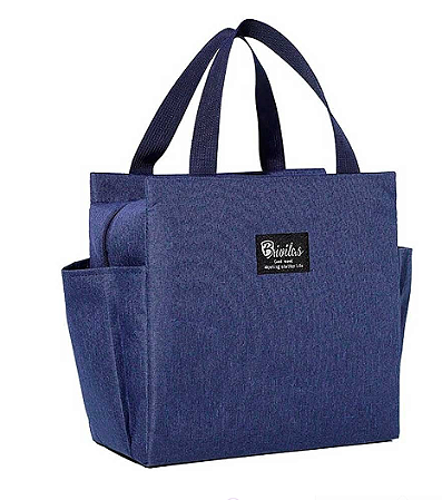 Bolsa Térmica Marmita Lancheira Espaçosa Portátil Tamanho Único AZUL