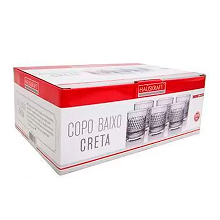 Jogo de Copos ETILUX de Vidro Baixo Creta com 06 Peças 315 ml