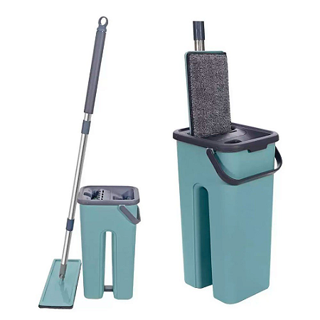 Rodo Mágico Mop Balde Duplo Esfregão Flat com Refil 04 Litros CLINK