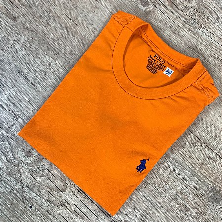 Camiseta Masculina PRL Laranja Logo Azul