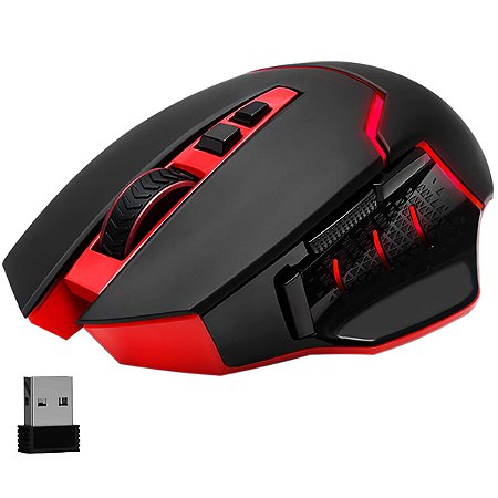 Mouse sem Fio REDRAGON Mirage M690 USB até 4.800 DPI com Red Backlight Preto