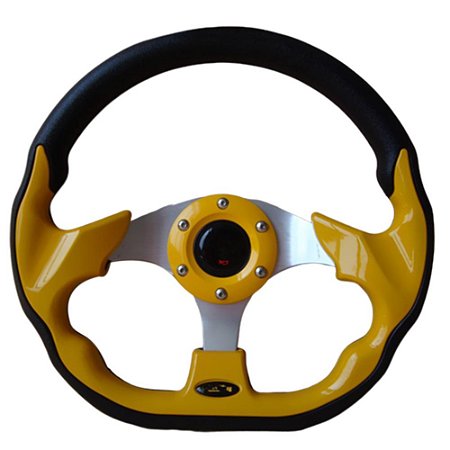 Volante Automotivo DYS Auto Shop em Couro Estilo Corrida com 06 Parafusos