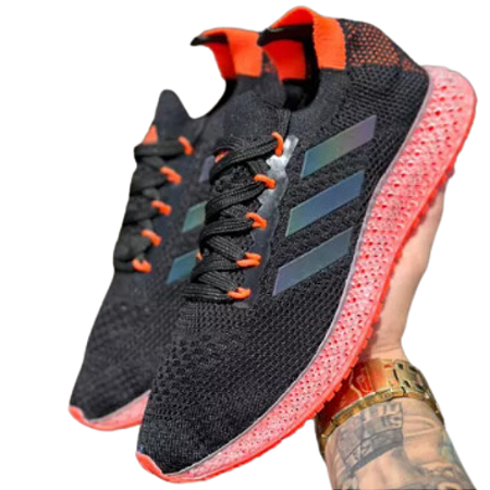 Tênis Masculino ADIDAS 4DFDW Preto com Laranja Refletivo