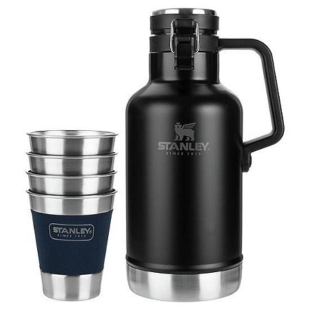 Garrafa Térmica STANLEY com 04 Copos Classic Outdoor Growler Gift Set 1.9 Litros Preto