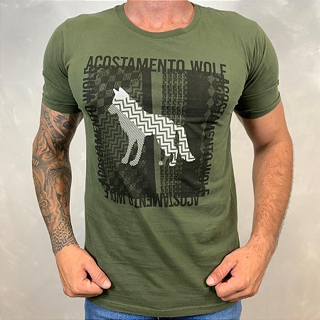 Camiseta Masculina ACT Verde Logo Lobo
