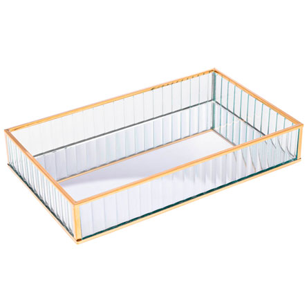Bandeja de Metal LYOR Retangular Espelhada 25x15 cm Dourado