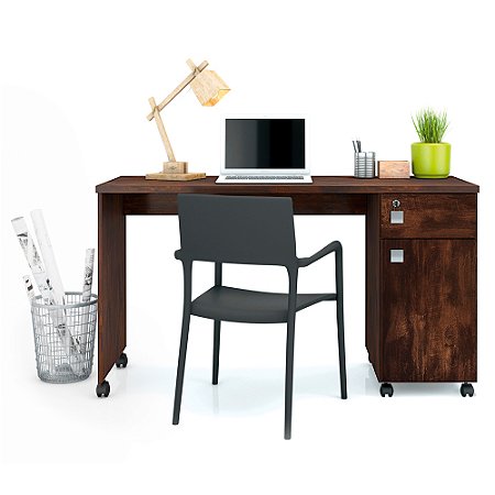 Mesa Office para Computador LUKALIAM Malta com 01 Porta e uma Gaveta