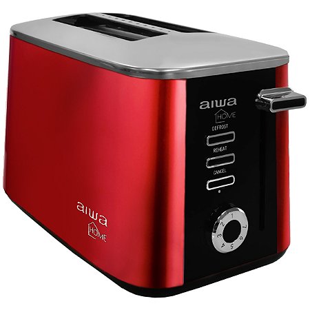 Torradeira AIWA AW-TD1408 1.600 Watts com 07 temperaturas 220 - 240 V ~ 50 / 60 Hz Vermelha com Prata