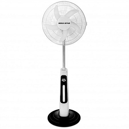 Ventilador MEGA STAR FAN1850 Hélice de 5 Pás Recarregável Bivolt Branco com Preto