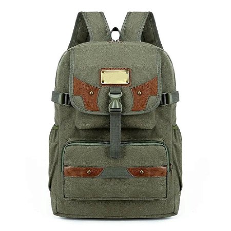 Mochila Masculina Material Textil Grande Universitária Super Resistente Verde