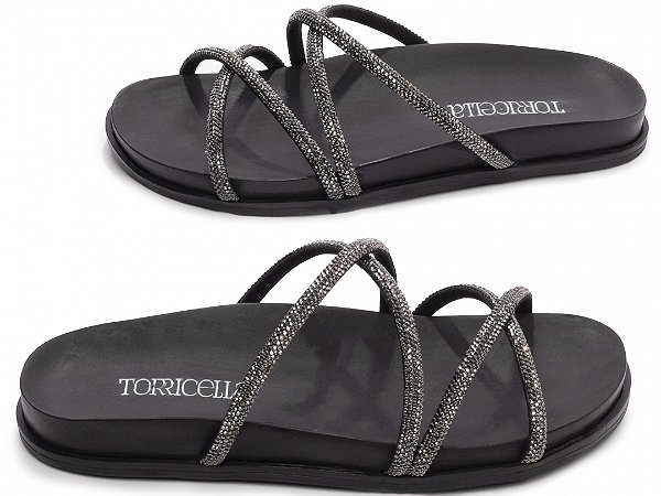 Sandália Feminina TORRICELLA Papete Birken 4 Tiras Preto
