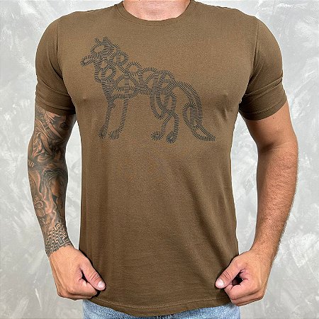 Camiseta Masculina ACT Marrom Logo Raposa