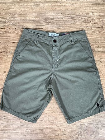 Bermuda Masculina Sarja PRL Caqui Logo Preto
