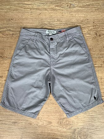 Bermuda Masculina Sarja PRL Cinza Logo Preto