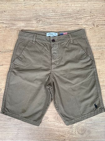 Bermuda Masculina Sarja PRL Marrom Logo Preto