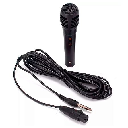 Microfone Profissional com Cabo de 2.5M P10 Para Caixa de Som