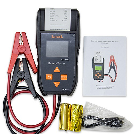 Testador de Bateria Automotiva Moto MDXT-680 com tela LCD Colorida com Impressora