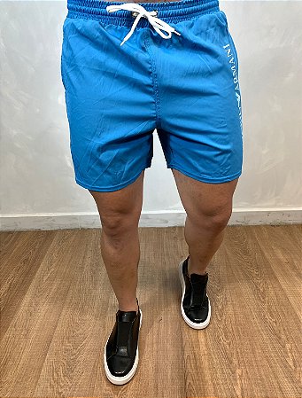 Bermuda Masculina Short ARMANI Azul Logo Branco