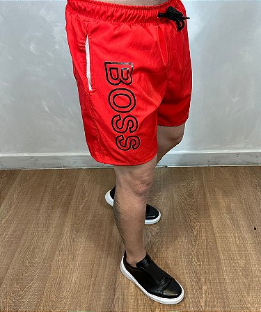 Bermuda Masculina Short HB Vermelho Logo Preto