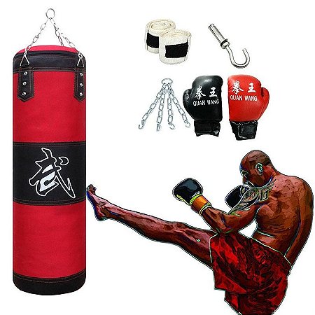 Saco para Treinamento de Boxe Artes Marciais Fitness Lutador com Gancho Esporte 120 cm