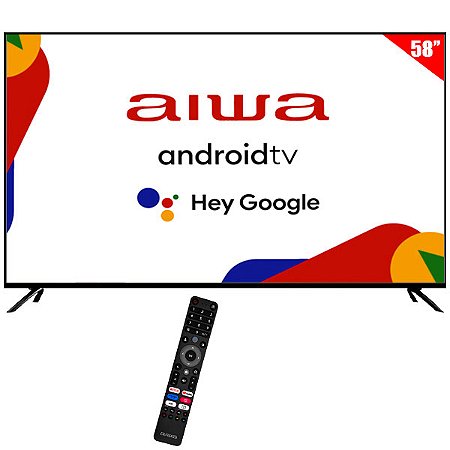 Smart TV LED 58 Polegadas AIWA AW58B4K 4K Ultra HD Android Google TV Wi-Fi / Bluetooth com Conversor Digital