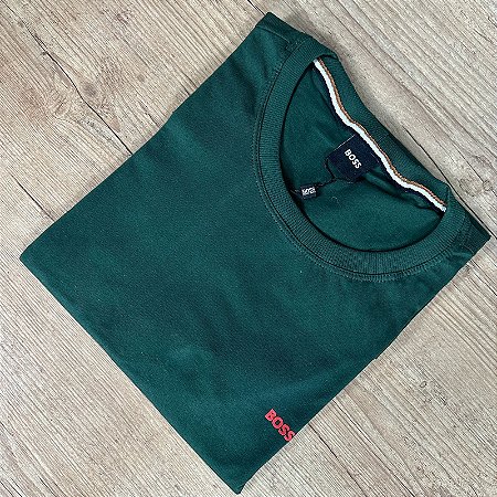 Camiseta Masculina HB Verde com Logo Rosa