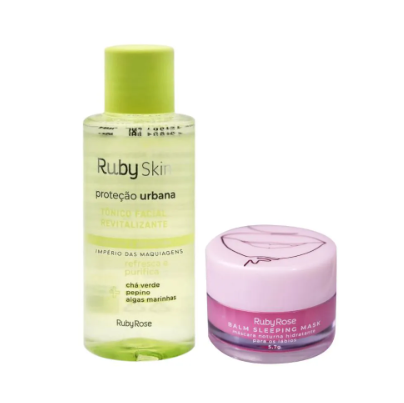 Kit Balm Labial Noturno Strawberry Shortcake + Tônico Facial Revitalizante RUBY ROSE