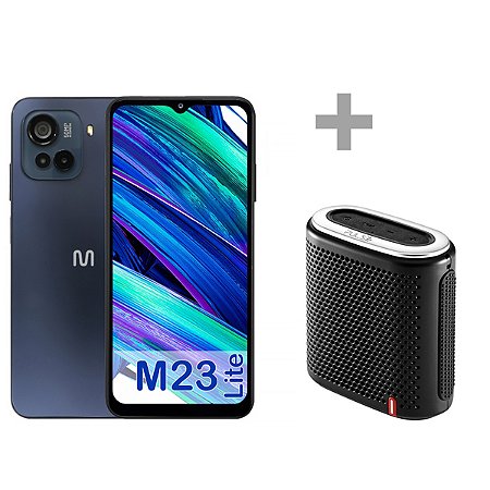 Smartphone MULTILASER M23 Lite de 128GB / 4GB RAM de 6.5" 50 + 2 + 2MP / 8MP + Speaker PULSE SP236 Preto