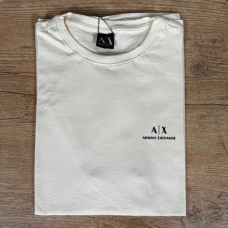 Camiseta Masculina ARMANI Branco Logo Preto