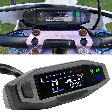 Medidor de RPM para Moto Velocímetro Digital Odômetro Injeção Elétrica Instrumento de Carburador Preto