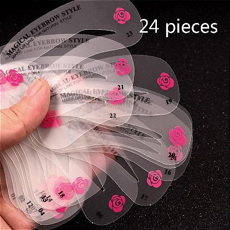 Kit de Estêncil de Sobrancelhas Reutilizável Maquiagem Rápida 24 Peças