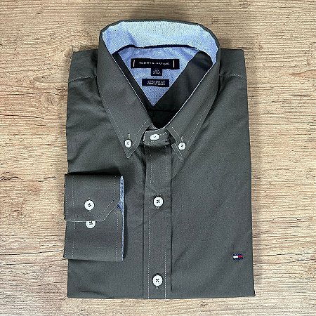 Camisa Masculina TH Manga Longa Cinza Escuro