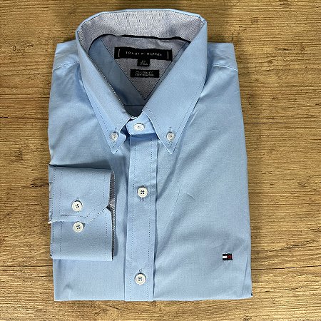 Camisa Masculina TH Manga Longa Azul Claro