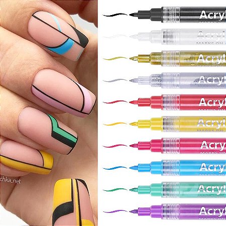 Caneta para Nail Art Design 3D Longa Duração Profissional e DIY