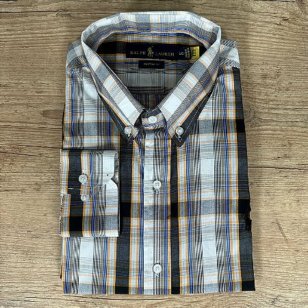 Camisa Masculina PRL Manga Longa Xadrez Preto