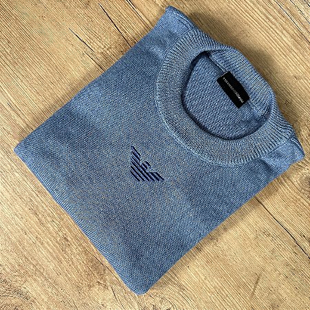 Suéter Masculino Armani Azul Logo Azul