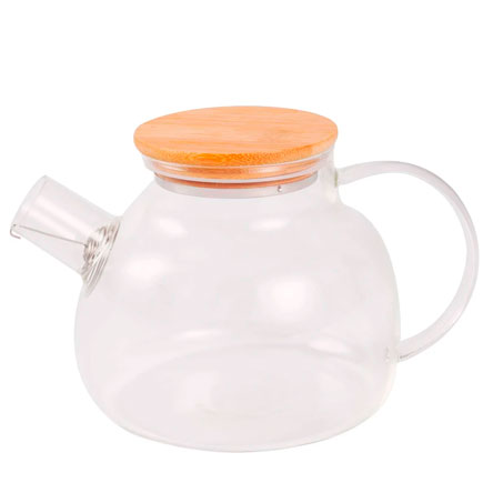 Bule de Vidro FULL FIT Borossilicato Mattiné com Alça de Bambu 900 ml