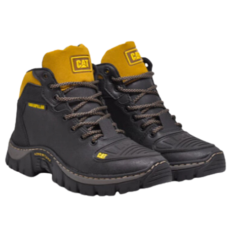 Bota Masculina CAT Caterpillar Adventure Couro Sintético Preto e Caramelo