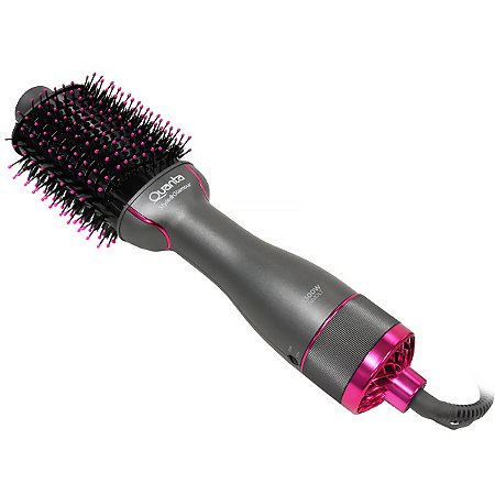 Escova Elétrica QUANTA Style&Glamour 02 em 01 com 1.300 Watts Bivolt Cinza com Rosa