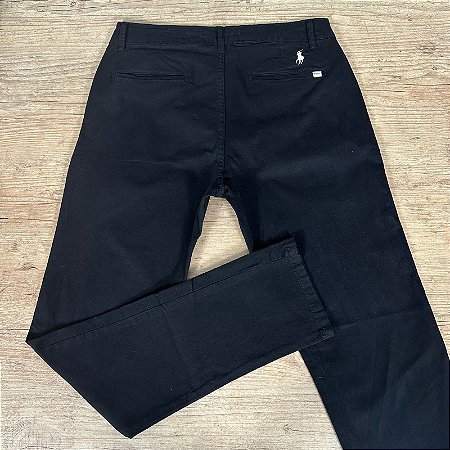 Calça Masculina Sarja PRL Preto Logo Branco