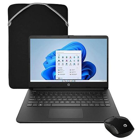 Notebook HP 14-DQ0526LA Intel Celeron 1.1GHz / Memória 4GB / SSD 128GB / 14" / Windows 11 Preto