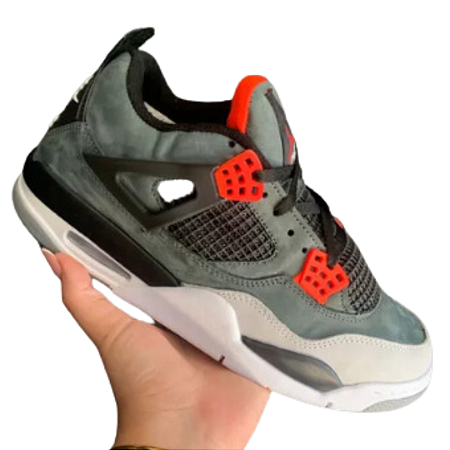 Tênis Masculino NIKE Air Jordan 4 Retrô SE Craft Chumbo com Vermelho