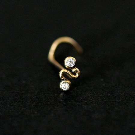 Piercing de Ouro 18k 0750 em S com Pedras Zircônia