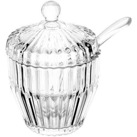 Açucareiro de Cristal ROJEMAC Imperatriz com Colher 15x07 cm