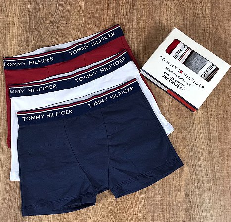 Kit Cueca Boxer TH com 03 Unidades Vermelho Cinza e Azul